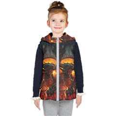 Dragon Art Fire Digital Fantasy Kids  Hooded Puffer Vest