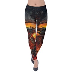 Dragon Art Fire Digital Fantasy Velvet Leggings