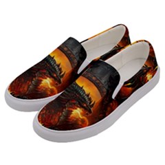 Dragon Art Fire Digital Fantasy Men s Canvas Slip Ons by Celenk