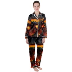 Dragon Art Fire Digital Fantasy Women s Long Sleeve Satin Pajamas Set	 by Celenk