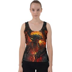 Dragon Art Fire Digital Fantasy Velvet Tank Top by Celenk