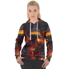 Dragon Art Fire Digital Fantasy Women s Overhead Hoodie