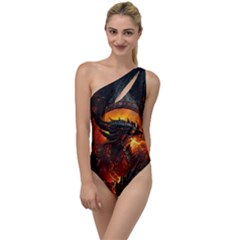 Dragon Art Fire Digital Fantasy To One Side Swimsuit by Celenk