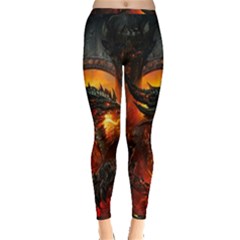 Dragon Art Fire Digital Fantasy Inside Out Leggings by Celenk