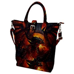 Dragon Art Fire Digital Fantasy Buckle Top Tote Bag by Celenk