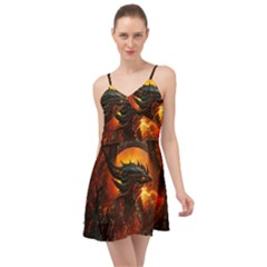 Dragon Art Fire Digital Fantasy Summer Time Chiffon Dress by Celenk