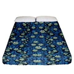 Lotus Bloom In The Calm Sea Of Beautiful Waterlilies Fitted Sheet (queen Size) by pepitasart