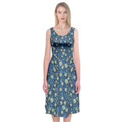 Lotus Bloom In The Calm Sea Of Beautiful Waterlilies Midi Sleeveless Dress by pepitasart