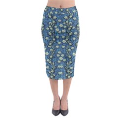 Lotus Bloom In The Calm Sea Of Beautiful Waterlilies Midi Pencil Skirt by pepitasart