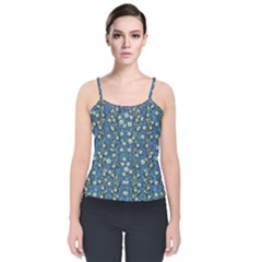 Lotus Bloom In The Calm Sea Of Beautiful Waterlilies Velvet Spaghetti Strap Top by pepitasart