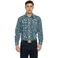 Lotus Bloom In The Calm Sea Of Beautiful Waterlilies Men s Long Sleeve Pocket Shirt  by pepitasart