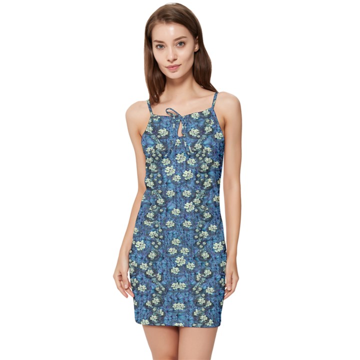 Lotus Bloom In The Calm Sea Of Beautiful Waterlilies Summer Tie Front Dress