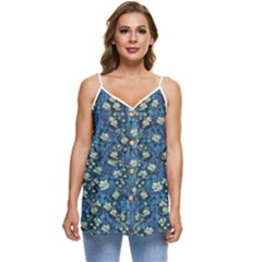 Lotus Bloom In The Calm Sea Of Beautiful Waterlilies Casual Spaghetti Strap Chiffon Top by pepitasart