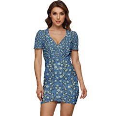 Lotus Bloom In The Calm Sea Of Beautiful Waterlilies Low Cut Cap Sleeve Mini Dress by pepitasart