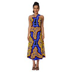 Newart2 Sleeveless Cross Front Cocktail Midi Chiffon Dress by hogartharts