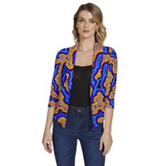 Newart2 Women s Draped Front 3/4 Sleeve Shawl Collar Jacket