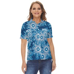 Waterhole Dreaming 90 Hogarth Arts Women s Short Sleeve Double Pocket Shirt