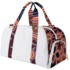 Authentic Aboriginal Art - Pathways Hogarth Arts Burner Gym Duffel Bag by hogartharts