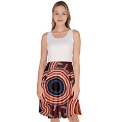 Authentic Aboriginal Art - Pathways Hogarth Arts Knee Length Skater Dress With Pockets by hogartharts