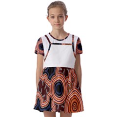 Authentic Aboriginal Art - Pathways Hogarth Arts Kids  Short Sleeve Pinafore Style Dress by hogartharts