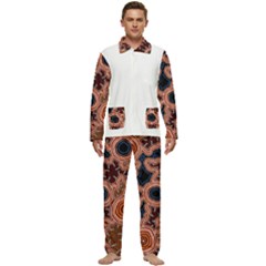 Authentic Aboriginal Art - Pathways Hogarth Arts Men s Long Sleeve Velvet Pocket Pajamas Set by hogartharts