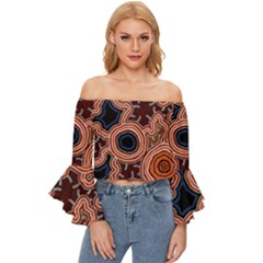 Pathways New Hogarth Arts Off Shoulder Flutter Bell Sleeve Top