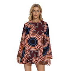 Pathways New Hogarth Arts Round Neck Long Sleeve Bohemian Style Chiffon Mini Dress by hogartharts