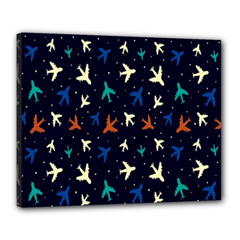 Blue Background Cute Airplanes Canvas 20  X 16  (stretched) by ConteMonfrey