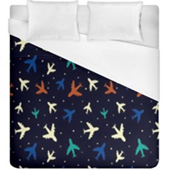 Blue Background Cute Airplanes Duvet Cover (king Size) by ConteMonfrey