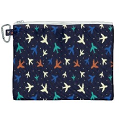 Blue Background Cute Airplanes Canvas Cosmetic Bag (xxl) by ConteMonfrey