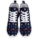 Blue background cute airplanes Women s Lightweight High Top Sneakers View1