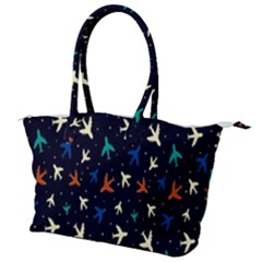 Blue Background Cute Airplanes Canvas Shoulder Bag by ConteMonfrey