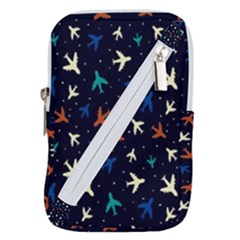 Blue Background Cute Airplanes Belt Pouch Bag (large) by ConteMonfrey