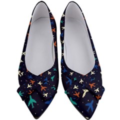 Blue Background Cute Airplanes Women s Bow Heels by ConteMonfrey