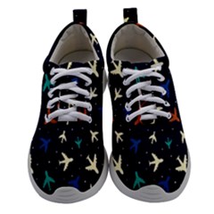 Blue Background Cute Airplanes Women Athletic Shoes by ConteMonfrey