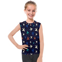 Blue Background Cute Airplanes Kids  Mesh Tank Top by ConteMonfrey