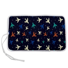 Blue Background Cute Airplanes Pen Storage Case (l) by ConteMonfrey