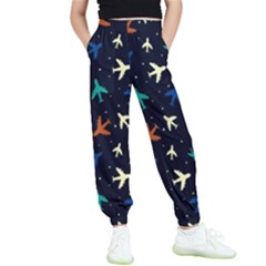 Blue Background Cute Airplanes Kids  Joggers by ConteMonfrey