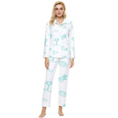 Summer Beach Seamless Pattern Womens  Long Sleeve Velvet Pocket Pajamas Set by ConteMonfrey