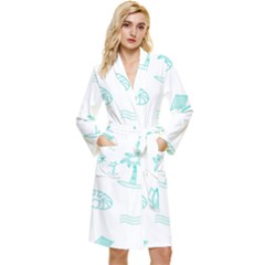 Summer Beach Seamless Pattern Long Sleeve Velvet Robe by ConteMonfrey