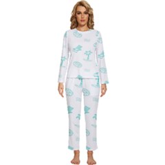 Summer Beach Seamless Pattern Womens  Long Sleeve Lightweight Pajamas Set by ConteMonfrey