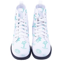 Summer Beach Seamless Pattern Women s High-top Canvas Sneakers