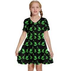 Our Dino Friends Kids  Short Sleeve Tiered Mini Dress by ConteMonfrey