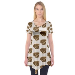 Cozy Coffee Cup Short Sleeve Tunic  by ConteMonfrey