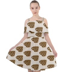 Cozy Coffee Cup Cut Out Shoulders Chiffon Dress by ConteMonfrey