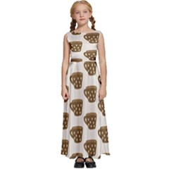 Cozy Coffee Cup Kids  Satin Sleeveless Maxi Dress by ConteMonfrey