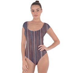 Dark Digital Wood Like Short Sleeve Leotard  by ConteMonfrey