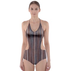 Dark Digital Wood Like Cut-out One Piece Swimsuit by ConteMonfrey