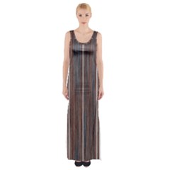 Dark Digital Wood Like Thigh Split Maxi Dress by ConteMonfrey