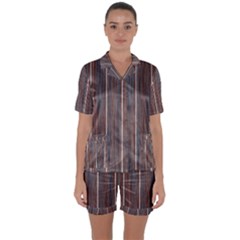 Dark Digital Wood Like Satin Short Sleeve Pajamas Set by ConteMonfrey